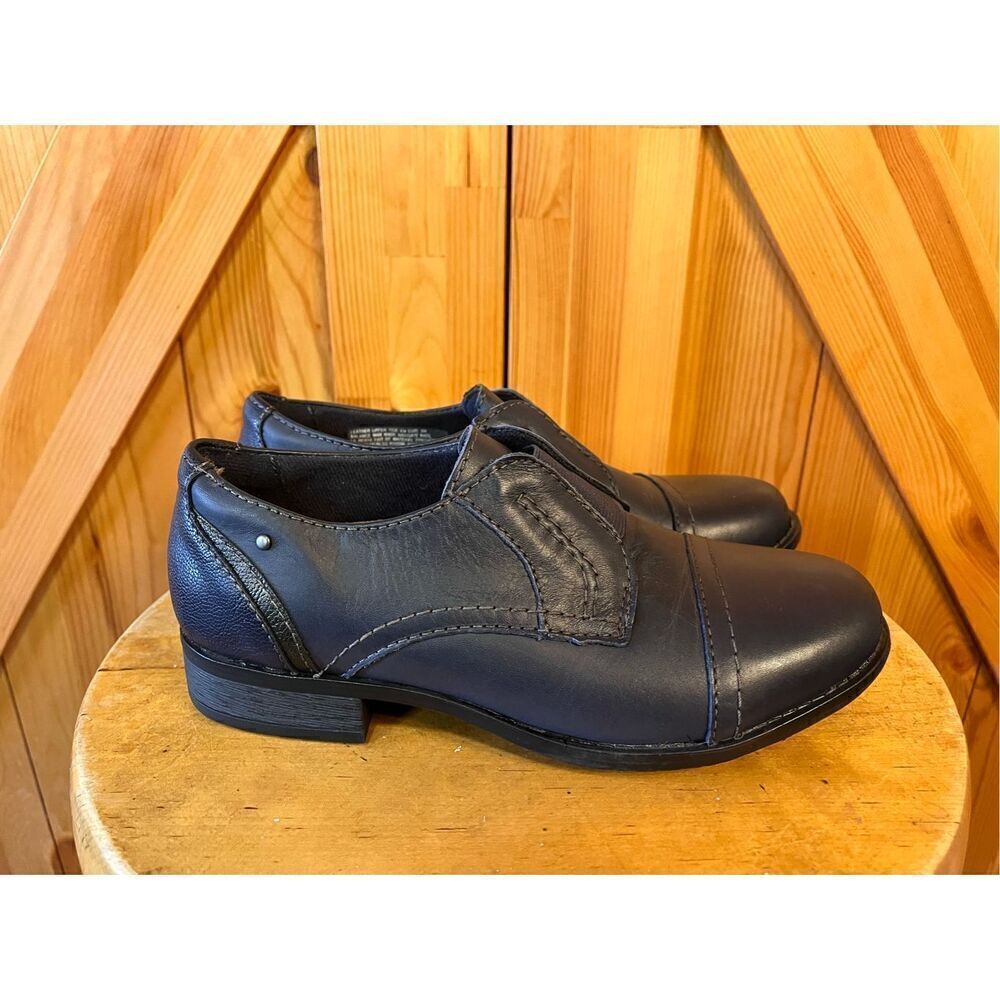 Earth Origins Black /Navy Leather Womens Navigate Nate Slip-On Loafers 6M - Picture 3 of 8